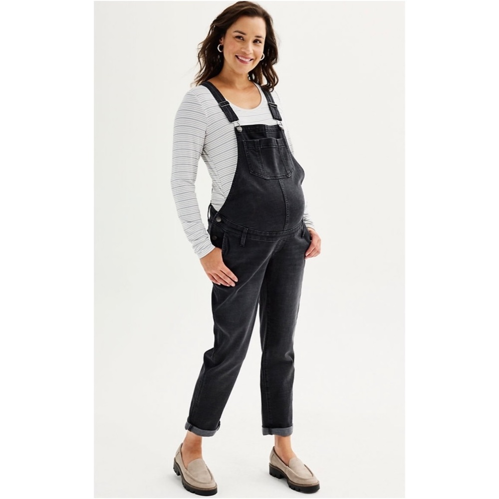 NWT Maternity Sonoma Denim Overalls Black Size XXL